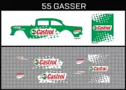 Hot Wheels (1/64), 55 Gasser "Castrol" Waterslide, Printed White First, Decals