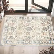 UZU 40x60cm Non-Slip Machine Washable Entryway Rug, Indoor Door Mat Faux Cashmere Carpet Soft Durable Low Pile Area Rugs with Anti-Slip Backing for Bedroom Kitchen Bathroom Laundry Room - Home Decor