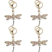 4x LVD Metal Dragonfly Keyring Keychain Hanging Charm Womens Accessory 10cm Gold