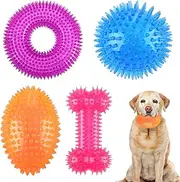 4 Pcs Spiky Squeaker Football Dog Toy for Medium Large Dogs Spiky Dog Balls Puppy Chew Toys for Aggressive Chewers Training Fetch Toys(Fresh,Multicolored)