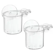 2x iDesign Suction Toothbrush Holder Bathroom Organiser 13x7.5cm Storage Clear