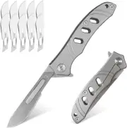 Pocket Foldable Utility Knife Keychain EDC Scalpel Blades Stainless Steel Handle