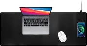 PRO Large Leather Desk Mat Mouse Pads Keyboard Mat with 15W Wireless Charging, 30x80cm Waterproof Mouse Pad for Gaming & Office Non-Slip