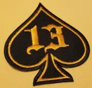 Ace Spade Number 13 Patch Embroidered Biker Patch approx 2.5x3"