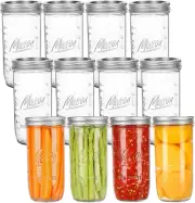 24 Oz Wide Mouth Mason Jars - Canning Jars with Metal Airtight Lids and Bands, 2