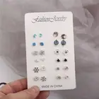 12 Pairs Multiple Piercing Earrings Moon Star Planet Snowflake Jewelry Gift