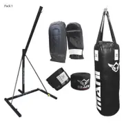 Single Bag Stand + Bag + Mitts + Hand Wrap Combo