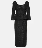 [Self-Portrait] Self-Portrait Peplum bouclé midi dress AU 4 black