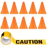 11 Pieces Construction Birthday Party Supplies Plastic Traffic Cones and Caution