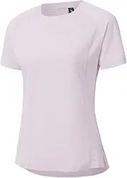 [BGOWATU] Women's Workout Short Sleeve Running Shirts Active Wear Tops Quick Dry Lightweight Training Rash Guard Tops, Light Purple, Large