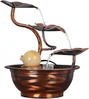 3-Tier Tabletop Fountain, Pure Copper Fountain with Rolling Ball, Soothing Sound Relaxation Meditation Water Fountain