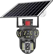 8MP 4K Solar Camera Outdoor Dual Lens WiFi IP Camera PIR Night Vision V380 Pro CCTV Security Protection Monitor(8MP WiFi Add 64G)
