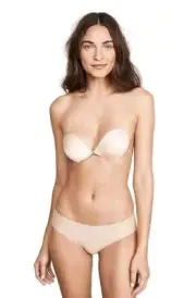 NuBra Adhesive Seamless Push Up Bra. Size D. Molded Pads Backless Strapless Nude