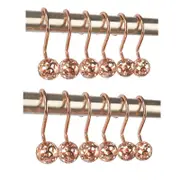 Catzon 12 Pcs Shower Curtain Rings Hooks Easy Roller Ball Hooks-RoseGold