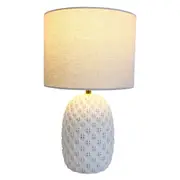 LVD Artichoke Lamp E27 Bulb w/ Linen Shade Night Light Bedside Decor 41cm WHT