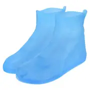 Waterproof shoes cover 24x18.5cm(M) Silicone Not-Slip Rain Overshoes Blue