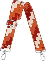 [uxcell] Purse Straps Replacement Crossbody, 1.5 Inch Wide Shoulder Bag Strap Adjustable Canvas Straps for Handbag Wallet Clutch Bags with Silver Buckle, White-Red-Orange Blocks