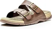 [Revs] Lochy - Men’s Double Strap Reflexology Massage Sandals, Brown US12
