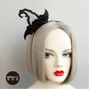 【摩達客】萬聖派對頭飾-黑色小網紗巫婆帽創意造型髮箍 (5.2折)
