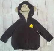 Carter's Baby Monkey Hoodie With Tail Size 24 Months Brown Jacket Costume New