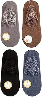 [KUYYFDS] Lace Warmer Socks Women Elastic Ankle Socks Comfortable Solid Color Non Slip Socks 4Pairs Winter Warm Socks Thermal Socks for Women