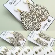 Cleopatra White & Gold earrings | Polymer Clay | Stainless Steel | Handmade