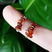 Orange Tourmaline Crystal Wire Wrapped Ring, Silver Size 8 Boho Statement