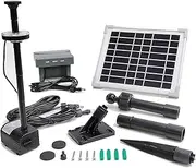 AEO Solar Water Pump with Backup Battery and Fountain Lights for Birdbath, Fountain, Small Pond, Garden Decoration (Battery and Lights Included), (AEO-SPBL6-KIT)