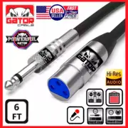 XLR 3-Pin Female to 1/4" Cable Plug TS Microphone Mono Shielded MIC Audio 6FT