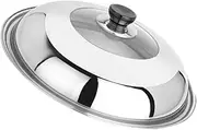 Cabilock Stainless Steel Lid for 35cm Wok Cooking Grease Pan Cover - Replacement Pot Lid for Frying Pan With Domed Small Tools Oil Splash