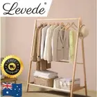 Levede Clothes Rack Wooden Wardrobe Garment Coat Hanging Rail Shoe Storage 120cm