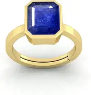 [DINJEWEL] 2.55 Carat Natural Blue Sapphire Neelam Panchdhatu Ring Natural Stone Gemstone Adjustable Ring Astrological Purpose by Lab Certified, Gold Plated, Sapphire, Gold Plated, Sapphire