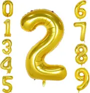 40 Inch Gold Number Balloons,Golden Birthday Party Decorations,Larg Number 2 Bir