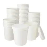 30 Pack 32oz Disposable Paper Soup Container Bowls with Lids Ice Cream Cups
