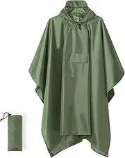 [Mtenplay] TENPLAY 3-in-1 Camping Rain Poncho,Lightweight,Hooded,Waterproof,3 in 1 Rain Poncho with Pocket,Unisex Raincoat for Men,Women,Reusable Shelter & Ground Sheet for Hiking,Camping,Outdoor(Green, Green