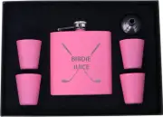 Birdie Juice Flask, Funnel, Shot Glasses, and Gift Box - Golfing Birdie Juice Hi