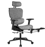 ALFORDSON Patton Black Grey Mesh Gaming Chair for Executive Computer Desk, Recline Tilt Adaptive Back Support, Ergonomic Office Chair with 3D Adjustable Armrest and Headrest & Footrest, Max 180kg