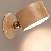LED Wall Lamp with 3 Brightness Levels Dimmable Touch Control 1500mAh USB Rechargeable Battery 360°Rotate Magnetic Ball Wall Mounted Cordless Lights for Reading Study Bedside (A)