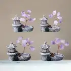 Amethyst Tree Ornament Pond Tower Resin Feng Shui Lucky Tree Craft Mini Retr _wa