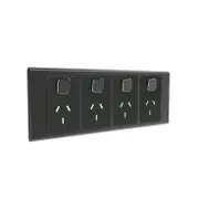Clipsal Iconic Styl Cover Frame, 4 Switches & 4 Sockets, 10 A, Horizontal, Silver Shadow - S3015/4C-SH