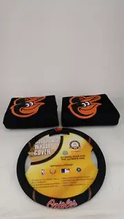 New MLB Jumbo Logo Seat Covers and Steering Wheel Cover Baltimore Orioles