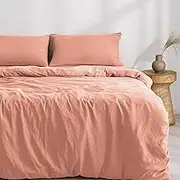 Dreamaker Double Microfiber Quilt Cover Set, Ultra Soft Plush Pre Washed Microfibre Bedding, Duvet Cover& 2 Pillowcase, 3 Pieces, Pink Clay, Double Bed