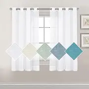 H.VERSAILTEX White Linen Sheer Curtains 160cm Drop Linen Textured Elegant Sheer Curtain Drapes for Living Room/Bedroom Light Filtering Window Drapes 2 Panels Set - W132cm x D160cm