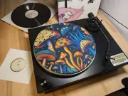 Psychedelic Magic Mushroom Felt Record Player Turntable Slipmat Mat, Trippy LSD
