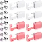 8 Pcs Self Ear Piercing Tool Disposable Ear Piercing Kit with Crystal Ear Studs