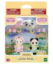 New Calico Critters Nursery Friends Rainy Day Duo Panda & Marshmallow Mouse Set
