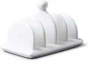 WM Bartleet & Sons 1750 Traditional Porcelain 4 Slot Toast Rack with Carry Handle/Knob– White