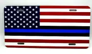 THIN BLUE LINE AMERICAN FLAG POLICE METAL CAR NOVELTY LICENSE PLATE AUTO TAG