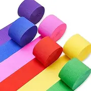 6 Crepe Paper Streamers Rolls, 500ft Value Pack of Rainbow Party Streamers for Party Decorations, Wedding Decorations, Birthday Decorations, Baby Shower Decorations