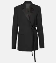 [Toteme] Toteme Satin-trimmed wrap blazer AU 14 black